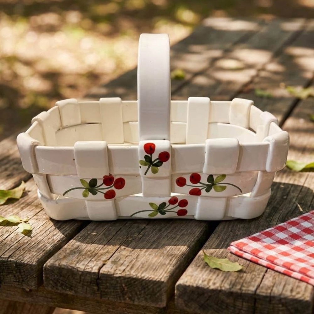vintage Fatto A Mano Italian ceramic basket
